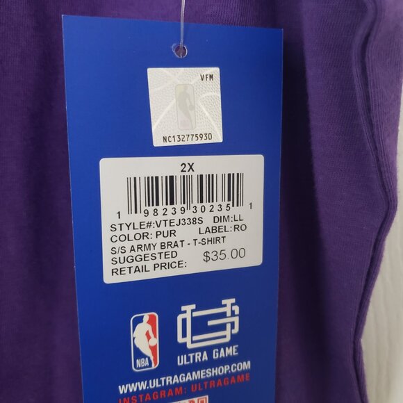 LA Lakers NBA Men's Ultra Game Tee Shirt‎ Purple Size 2XL New with Tags - Picture 3 of 7
